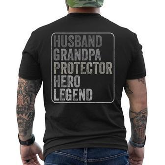 Husband Grandpa Protector Hero Legend Fathers Day Dad Men's T-shirt Back Print - Seseable