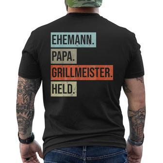 Husband Papa Grillmeister Held T-Shirt mit Rückendruck - Geschenkecke