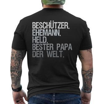 Husband Papa Protector T-Shirt mit Rückendruck - Seseable