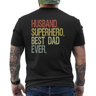Husband Superhero Best Dad Ever Mens Back Print T-shirt | Mazezy