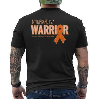 My Husband Is A Warrior Kidney Cancer Awareness Men's T-shirt Back Print - Monsterry