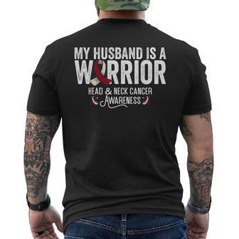 My Husband Is A Warrior Oral Head & Neck Cancer Awareness Men's T-shirt Back Print | Mazezy DE