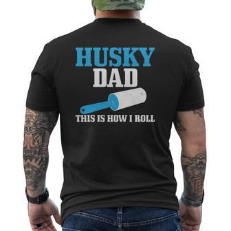 Husky Dad Dog Hair Siberian Husky Mens Back Print T-shirt | Mazezy