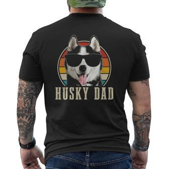 Husky Dad Dog Sunglasses Vintage Siberian Husky Mens Back Print T-shirt | Mazezy