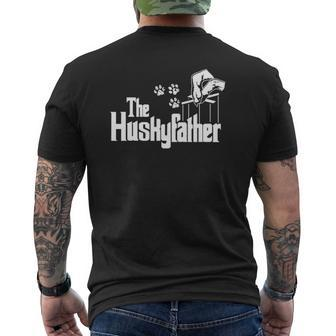 Husky-Father Dog Dad Puppy Paw Print Fun Animal Fathers-Day Mens Back Print T-shirt | Mazezy