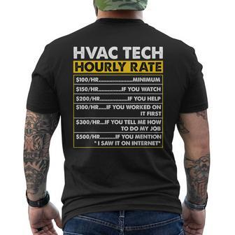 Hvac Tech Tools Vintage Hvac Technician Hourly Rate Men's T-shirt Back Print - Seseable