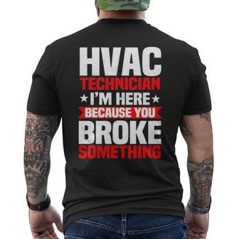 Hvac Technician Service Hvacr Tech Work Installer Men's T-shirt Back Print | Mazezy