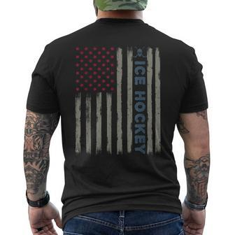 Ice Hockey American Flag Patriotic Usa 4Th Of July Vintage Men's T-shirt Back Print - Monsterry