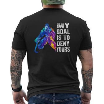 Ice Hockey Goalie My Goal Is To Deny Yours V2 Mens Back Print T-shirt - Thegiftio