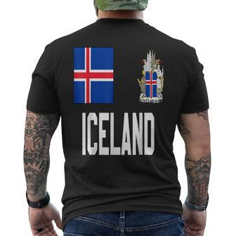 Iceland Flag Hat Helmet Viking Men's T-shirt Back Print - Monsterry AU