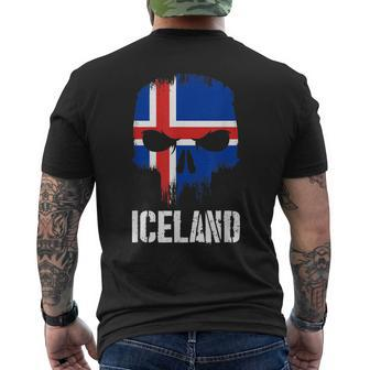 Iceland Flag Skull Icelandic Pride Patriotic Men's T-shirt Back Print - Monsterry