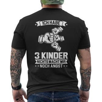 Ich Habe 3 Kinder Papa 3 T-Shirt mit Rückendruck - Geschenkecke