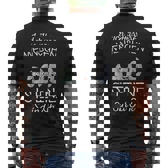 Ich Hasse Menschen Steine Sind Ok I Black T-Shirt mit Rückendruck - Seseable