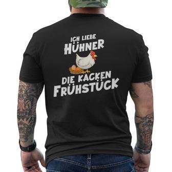 Ich Liebe Hühner Die Kacken Frühstück T-Shirt mit Rückendruck - Geschenkecke