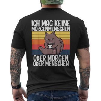 'Ich Mag Keine Morgenmenschen Cat Animal Saying Lazy T-Shirt mit Rückendruck - Seseable