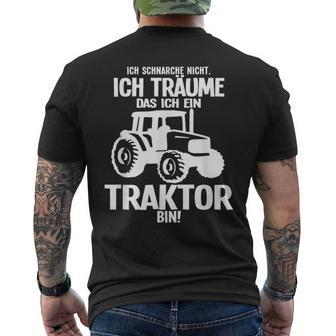 Ich Träume Ich Bin Ein Traktor Farmers Black S T-Shirt mit Rückendruck - Seseable