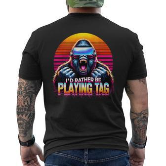 I’D Rather Be Playing Tag Gorilla Meme Vr Gamer Gear Men's T-shirt Back Print | Mazezy