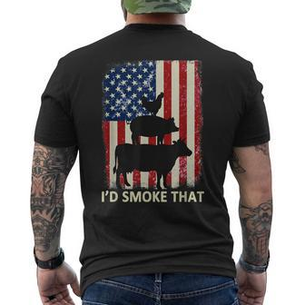 I'd Smoke That American Flag Bbq Barbecue Grilling Mens Back Print T-shirt - Thegiftio UK
