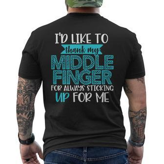 I'd Like To Thank My Middle Finger Sarcastic Men's T-shirt Back Print - Monsterry