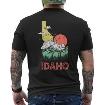 Idaho Outdoors Nature & Mountains Vintage State Pride Retro Men's T-shirt Back Print - Monsterry