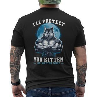 I'll Protect You Kitten No Matter What Men's T-shirt Back Print - Monsterry AU