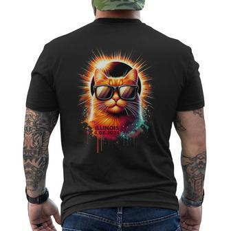 Illinois 2024 Total Solar Eclipse Cat Wearing Glasses Men's T-shirt Back Print - Monsterry DE