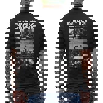 Illinois Chicago Skyline Chi Town Men's T-shirt Back Print - Thegiftio