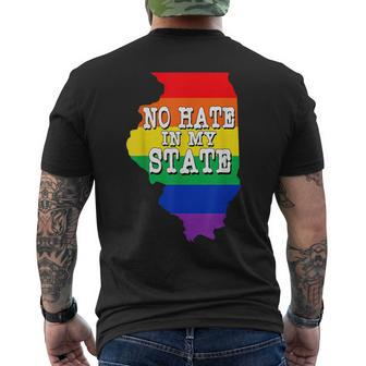 Illinois No Hate In My State Gay Pride Lgbt T Men's T-shirt Back Print - Monsterry UK