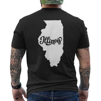 Illinois State Outline Retro Vintage Classic Font Men's T-shirt Back Print - Monsterry UK