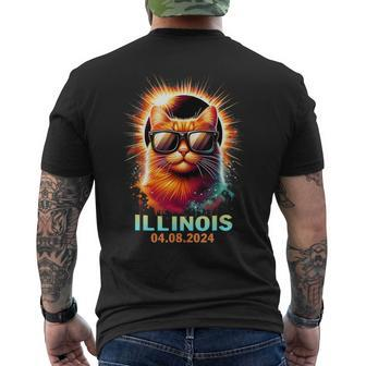 Illinois Total Solar Eclipse 2024 Cat Wearing Glasses Men's T-shirt Back Print - Monsterry DE