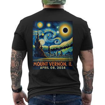 Illinois Total Solar Eclipse 2024 Mount Vernon Starry Night Men's T-shirt Back Print - Thegiftio