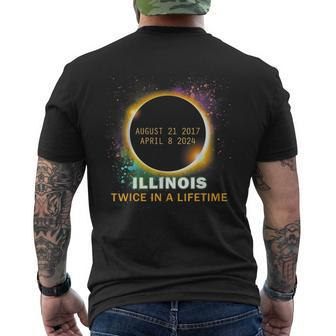 Illinois Total Solar Eclipse Twice In A Lifetime 2024 Men's T-shirt Back Print - Monsterry AU