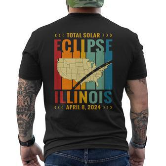 Illinois Vintage Path Of Totality Solar Eclipse April 8 2024 Men's T-shirt Back Print | Mazezy DE