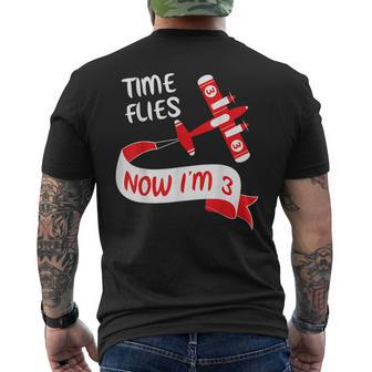 Now I'm 3Rd Birthday Time Flies Child 3 Year Old Cool B-Day Men's T-shirt Back Print - Monsterry CA