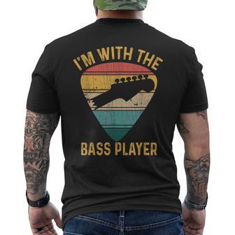 I'm With The Bass Player Guitar Bassist & Bass Player Men's T-shirt Back Print - Monsterry