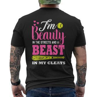 I'm A Beauty In The Street And A Beast In My Cleats Softball Men's T-shirt Back Print - Monsterry CA