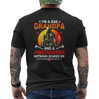 I'm A Dad Grandpa Retired Firefighter Nothing Scares Me Mens Back Print T-shirt | Mazezy