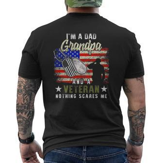 I'm A Dad Grandpa Veteran Nothing Scares Me Father's Day Mens Back Print T-shirt | Mazezy