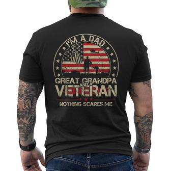 I'm A Dad Great Grandpa And A Veteran Nothing Scares Me Men Men's T-shirt Back Print - Thegiftio UK