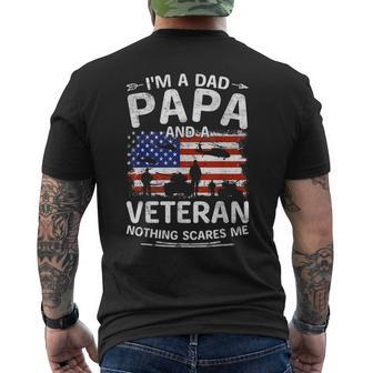 I'm A Dad Papa And Veteran Fathers Day Retro Papa Grandpa Men's T-shirt Back Print - Monsterry UK