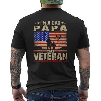 I'm A Dad Papa And A Veteran Flag Usa Father's Day Mens Back Print T-shirt | Mazezy