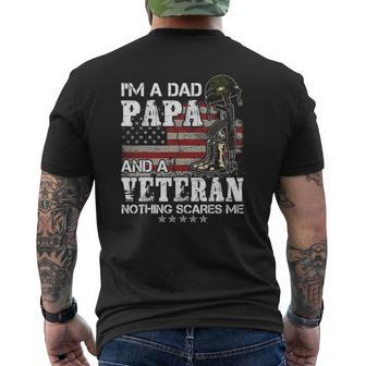 I'm A Dad Papa And A Veteran Nothing Scares Me Mens Back Print T-shirt | Mazezy