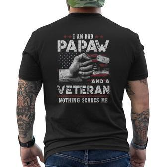 I'm A Dad Papaw Veteran Nothing Scares Me Fathers Day Mens Back Print T-shirt | Mazezy
