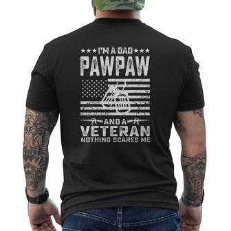 I'm A Dad Pawpaw And A Veteran Nothing Scares Me Mens Back Print T-shirt | Mazezy