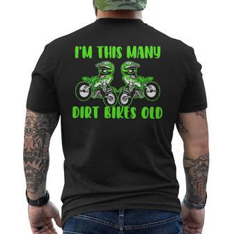 I'm This Many Dirt Bikes 2 Year Old 2Nd Birthday Motocross Men's T-shirt Back Print | Mazezy