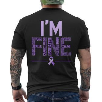 I'm Fine Fibromyalgia Warrior Fibro Awareness Purple Ribbon Men's T-shirt Back Print - Monsterry