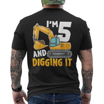 I'm Five 5 Year Old 5Th Birthday Boy Excavator Construction Men's T-shirt Back Print | Mazezy