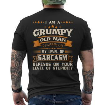 I'm A Grumpy Old Man My Level Of Sarcasm Papa Grandpa Men's T-shirt Back Print - Thegiftio UK