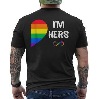 I'm Hers Shes Mine Lesbian Couples Matching Lgbt Pride Flag Men's T-shirt Back Print - Monsterry
