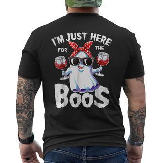 I'm Just Here For The Boos Cute Ghost Halloween Drink Mens Back Print T-shirt - Thegiftio UK